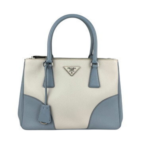 Prada Shoulder Bag off white blue leather - Picture 1 of 5